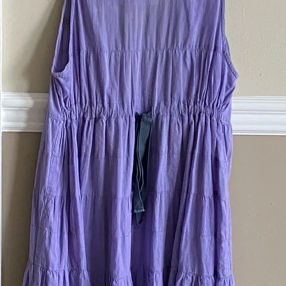 NWT Free People Lavender Purple Gauze Mini Dress Beading Detail Size S