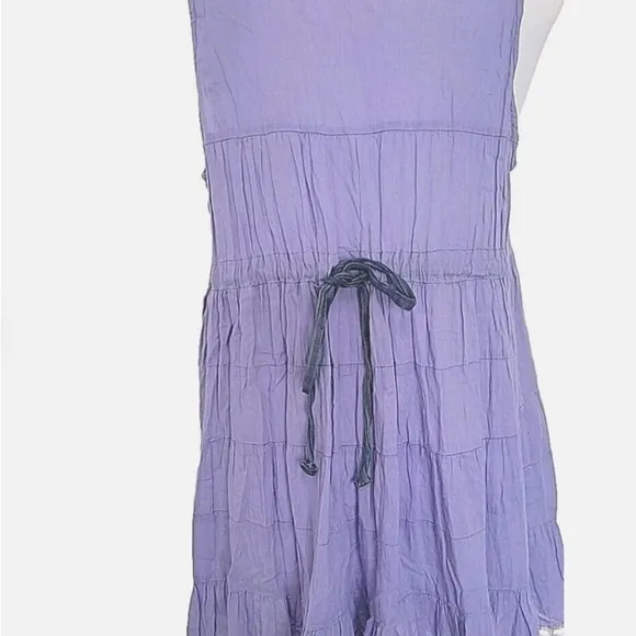 NWT Free People Lavender Purple Gauze Mini Dress Beading Detail Size S