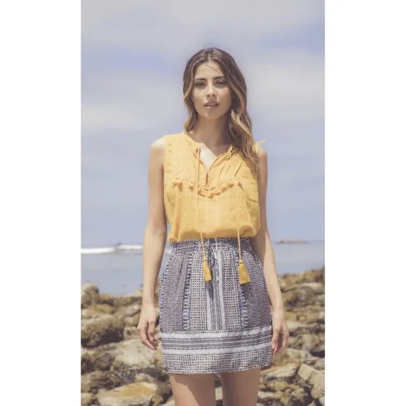 NWT Greylin Keeley Printed Smocked Mini Tie Skirt