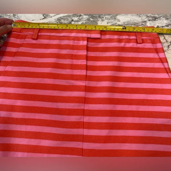NWT J Crew Striped Mini Skirt Hot Pink And Orange with Pockets Size 2