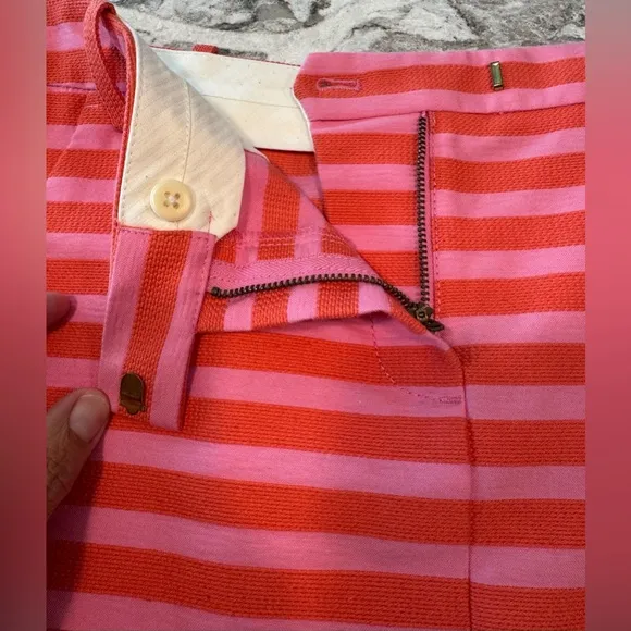NWT J Crew Striped Mini Skirt Hot Pink And Orange with Pockets Size 2