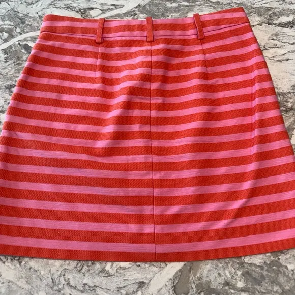 NWT J Crew Striped Mini Skirt Hot Pink And Orange with Pockets Size 2