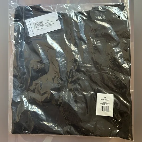 NWT Original Packaging WeWoreWhat Mini Slip Satin Charmeuse Skirt In Blk Size XL