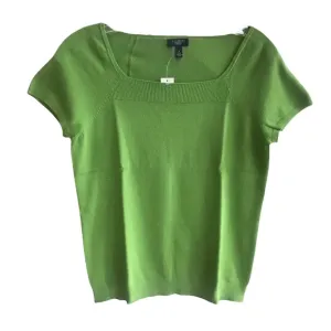 NWT Talbots Fine Knit Square Neck Short Sleeve Sweater Chartreuse Green Small P