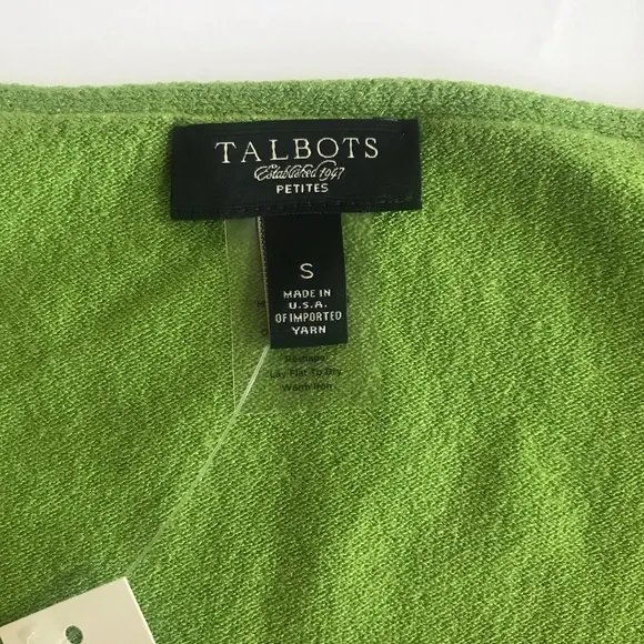 NWT Talbots Fine Knit Square Neck Short Sleeve Sweater Chartreuse Green Small P