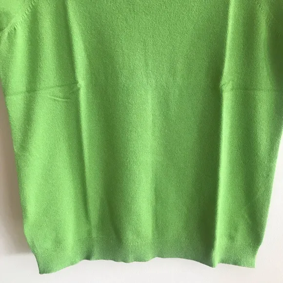 NWT Talbots Fine Knit Square Neck Short Sleeve Sweater Chartreuse Green Small P