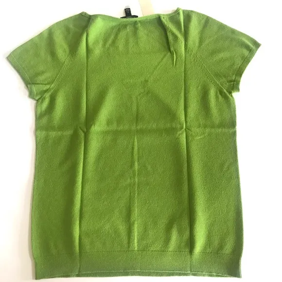 NWT Talbots Fine Knit Square Neck Short Sleeve Sweater Chartreuse Green Small P