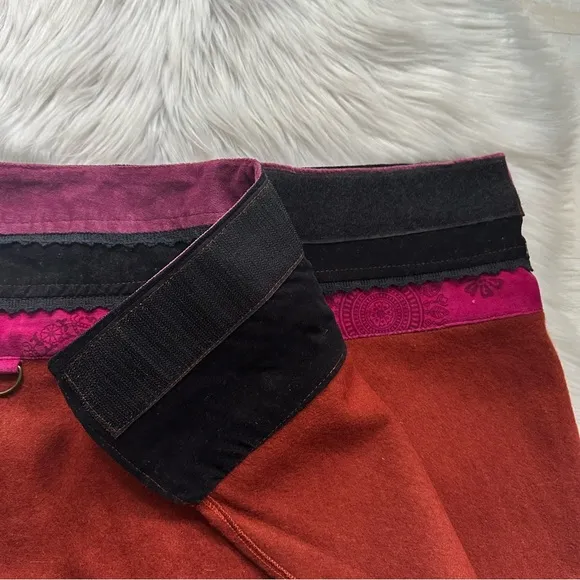 NWT Trance 100% Wool Artisan Tapestry Patchwork Wrap Mini Skirt, XXL Adjustable