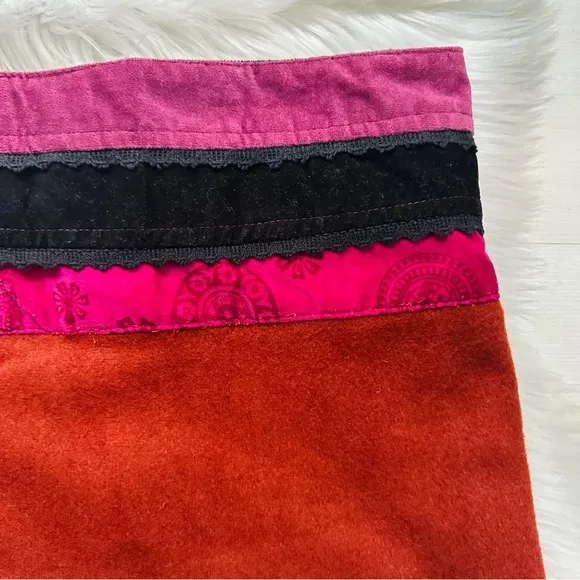 NWT Trance 100% Wool Artisan Tapestry Patchwork Wrap Mini Skirt, XXL Adjustable