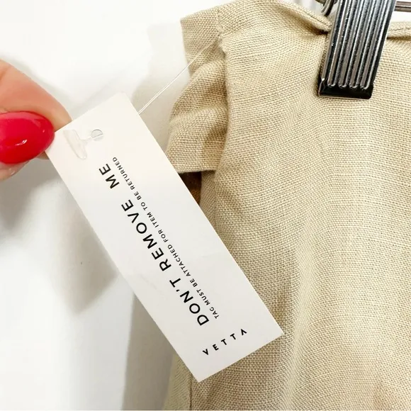 NWT VETTA Linen Wrap Mini Skirt in Stone