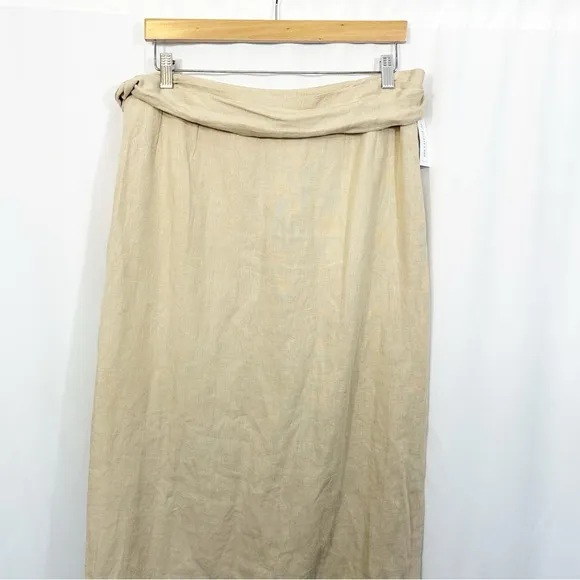 NWT VETTA Linen Wrap Mini Skirt in Stone