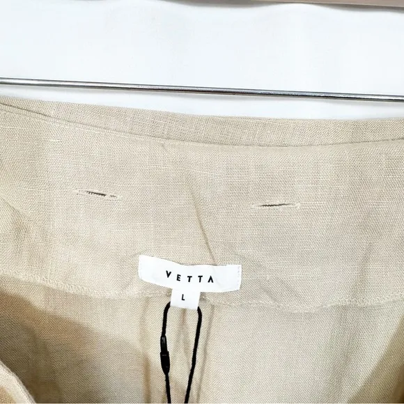 NWT VETTA Linen Wrap Mini Skirt in Stone