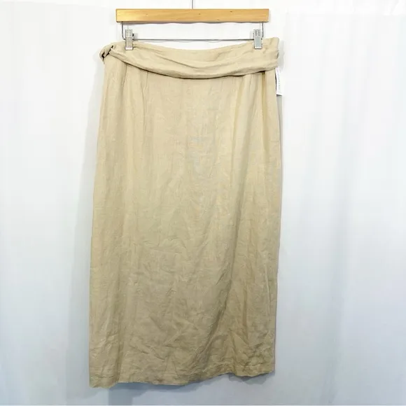 NWT VETTA Linen Wrap Mini Skirt in Stone