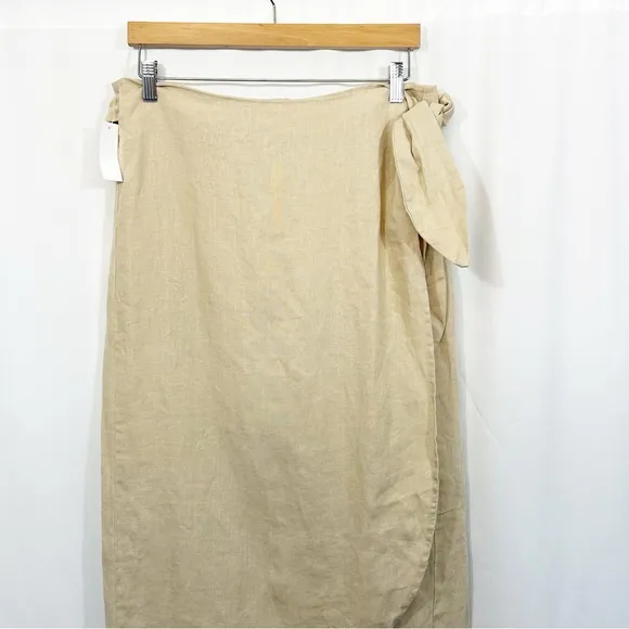 NWT VETTA Linen Wrap Mini Skirt in Stone