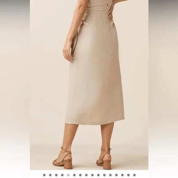 NWT VETTA Linen Wrap Mini Skirt in Stone