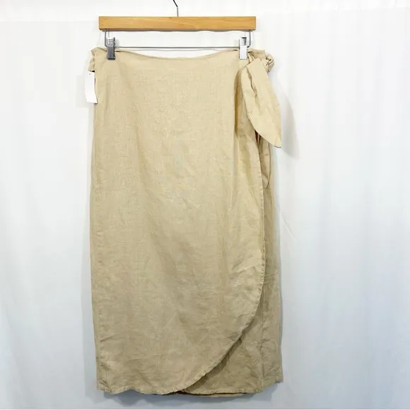 NWT VETTA Linen Wrap Mini Skirt in Stone