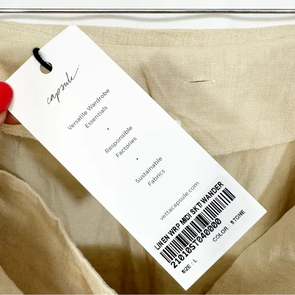 NWT VETTA Linen Wrap Mini Skirt in Stone