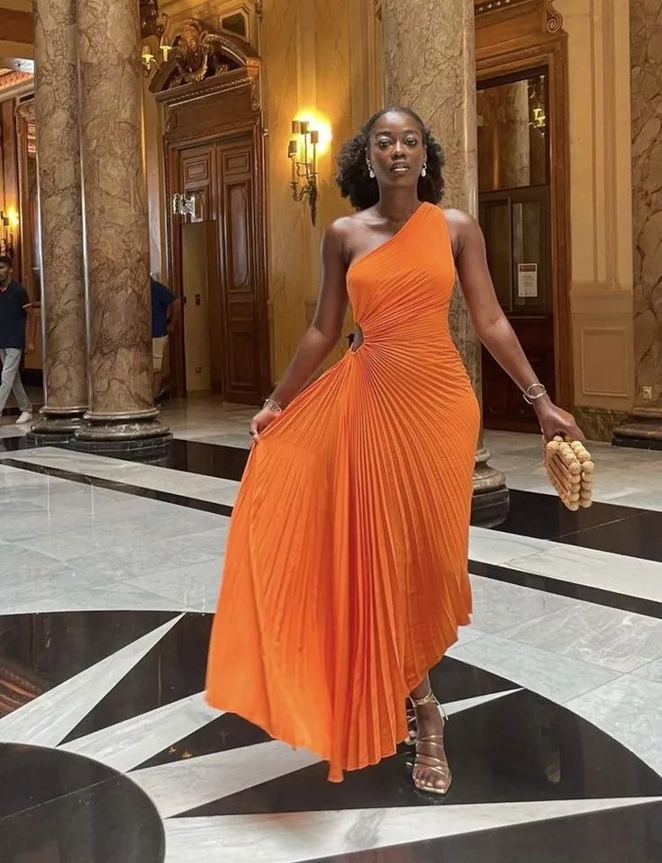 One Shoulder Orange Party Dress Evening Prom Dress Custom Made   fg7459