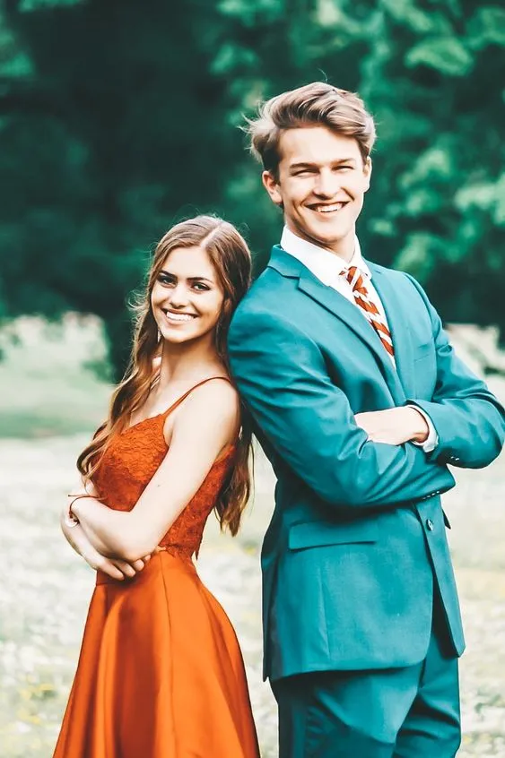 Orange Prom Dresses Two-pieces Evening Party Dress       fg4358
