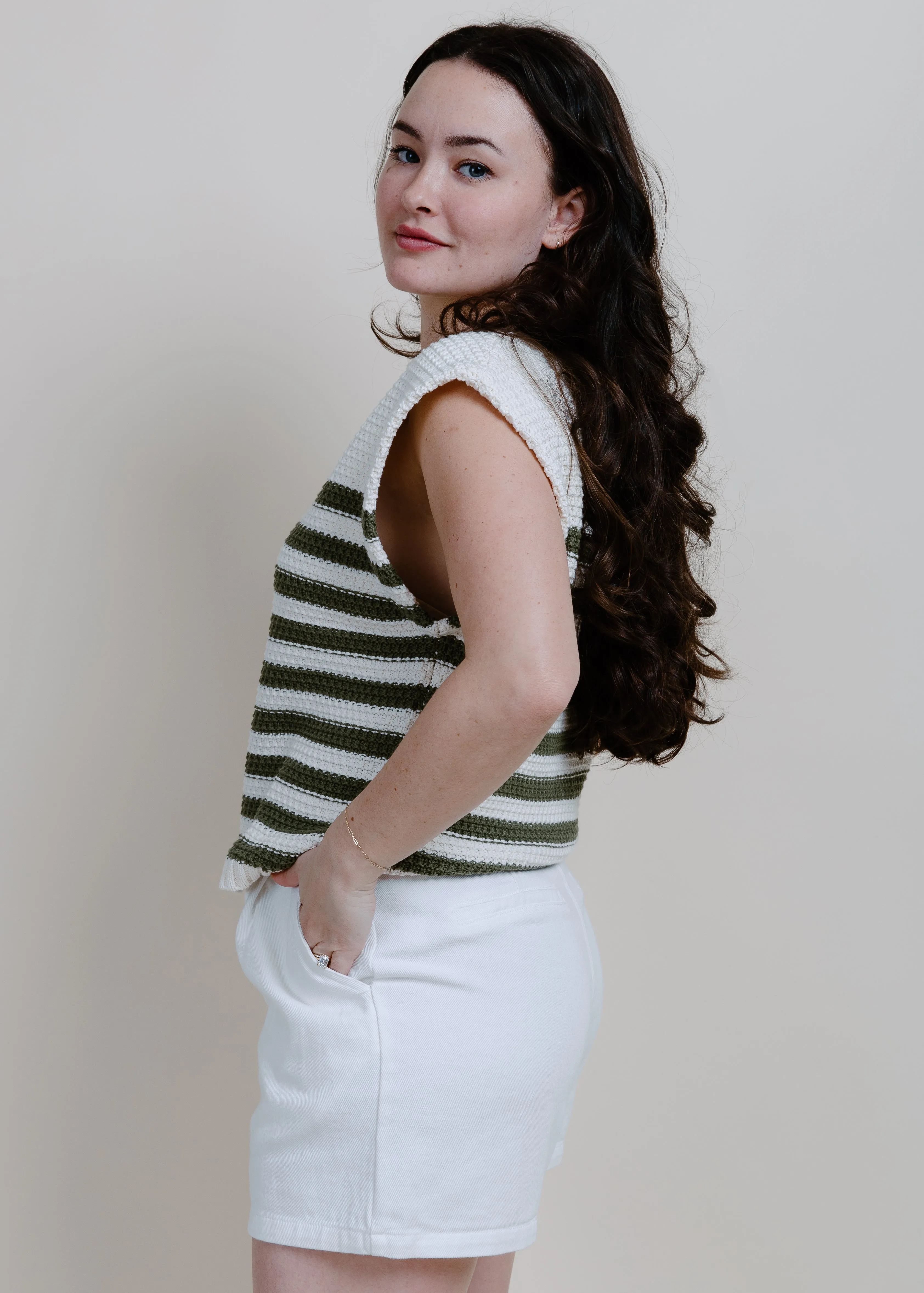 Out Of Sight Striped Sweater - Olive