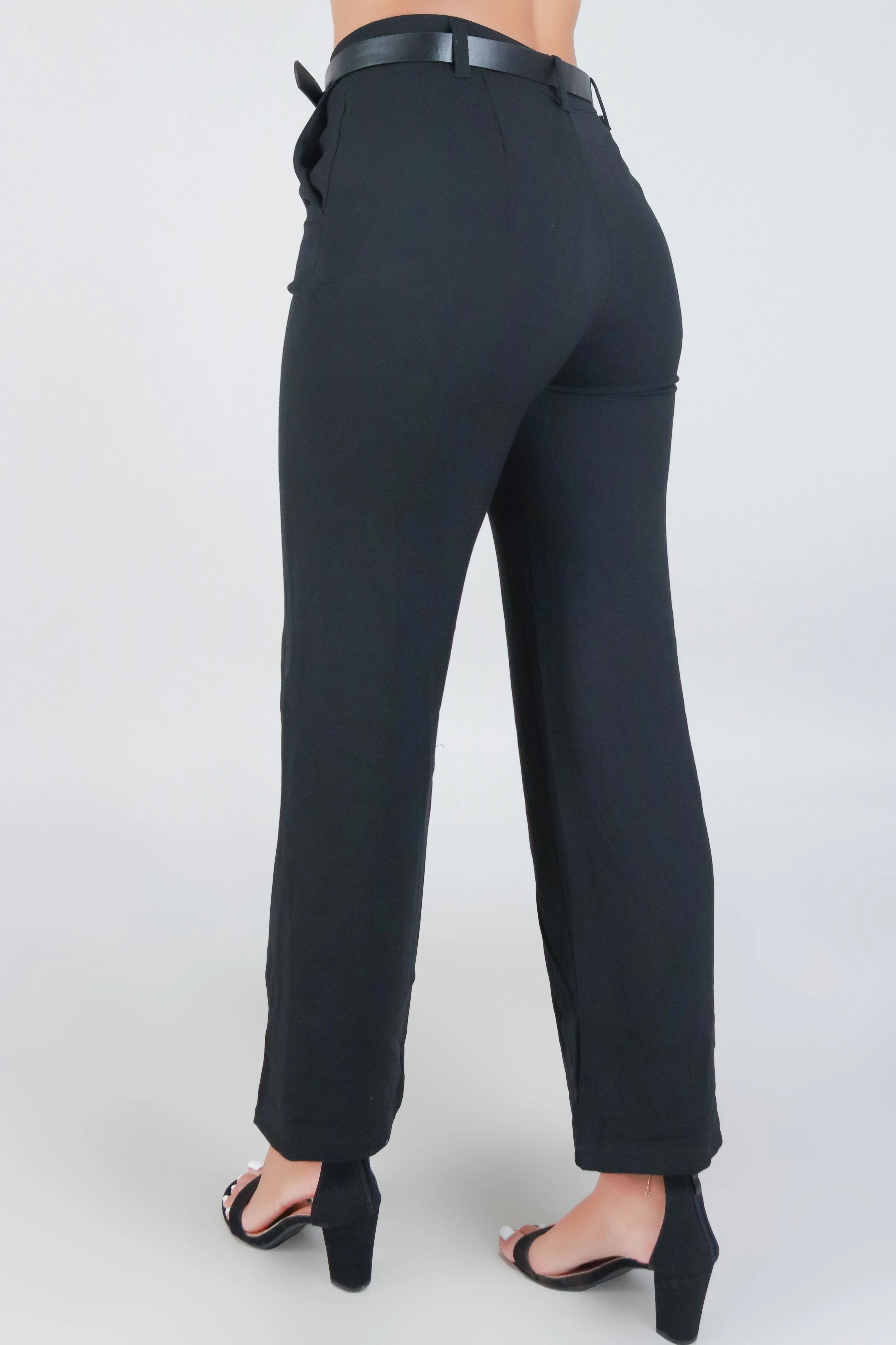 OVER QUALIFIED BELTED PANTS