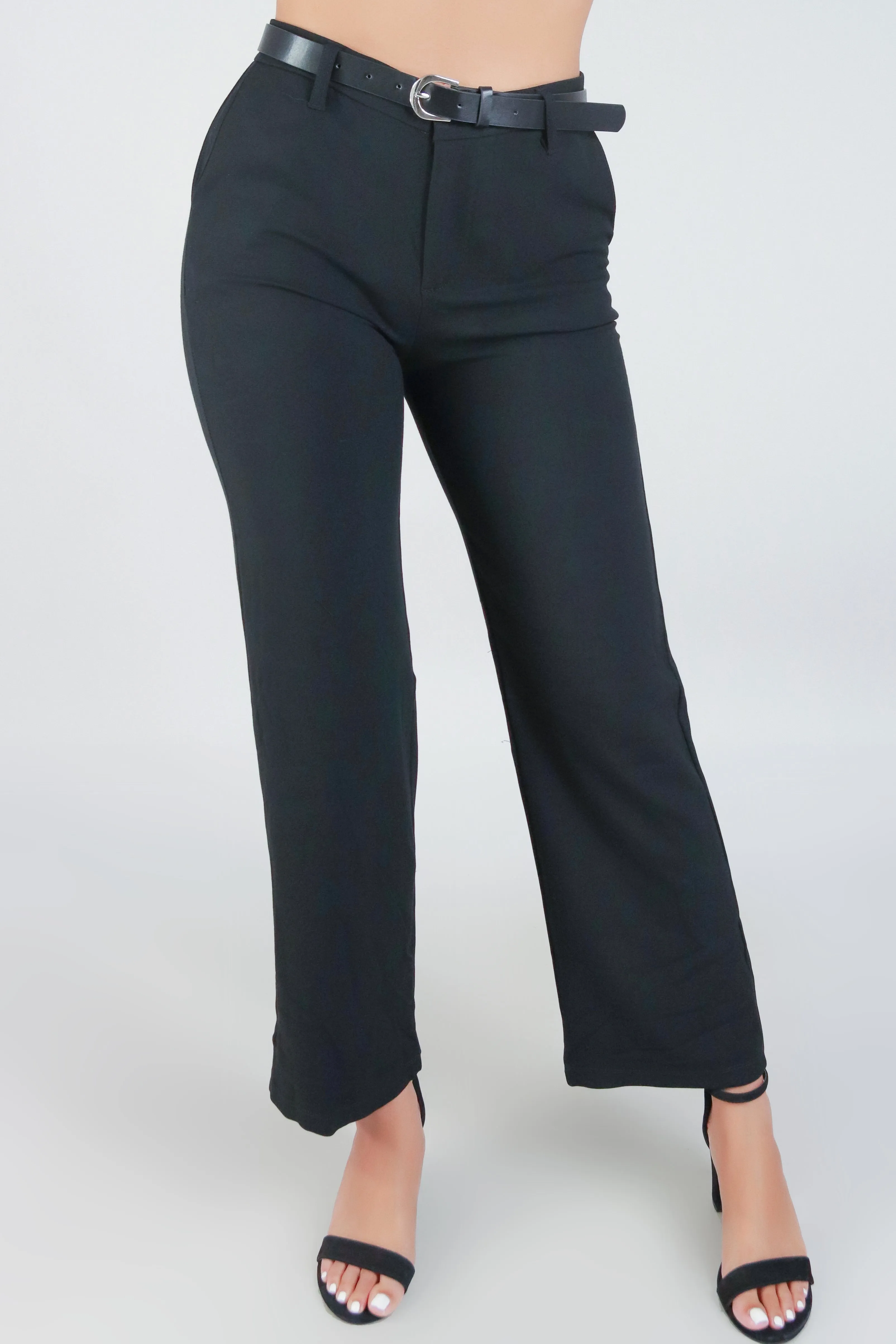 OVER QUALIFIED BELTED PANTS