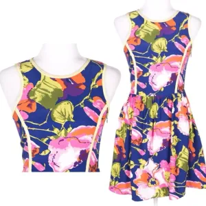 Parker Silk Floral Lace Up Open Back Fit &amp; Flare Summer Dress - SZ Medium