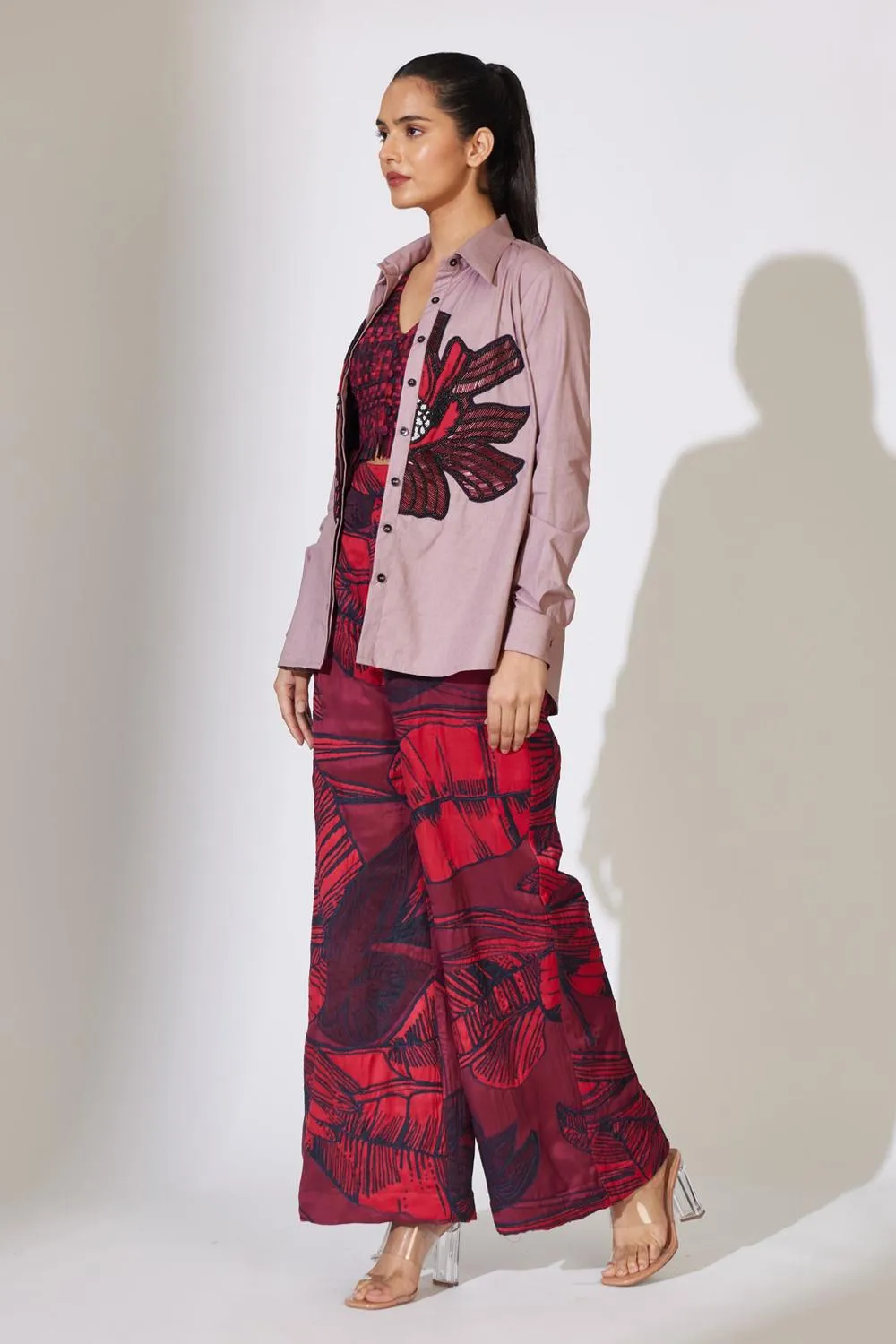 Peach Plain Patch Shirt