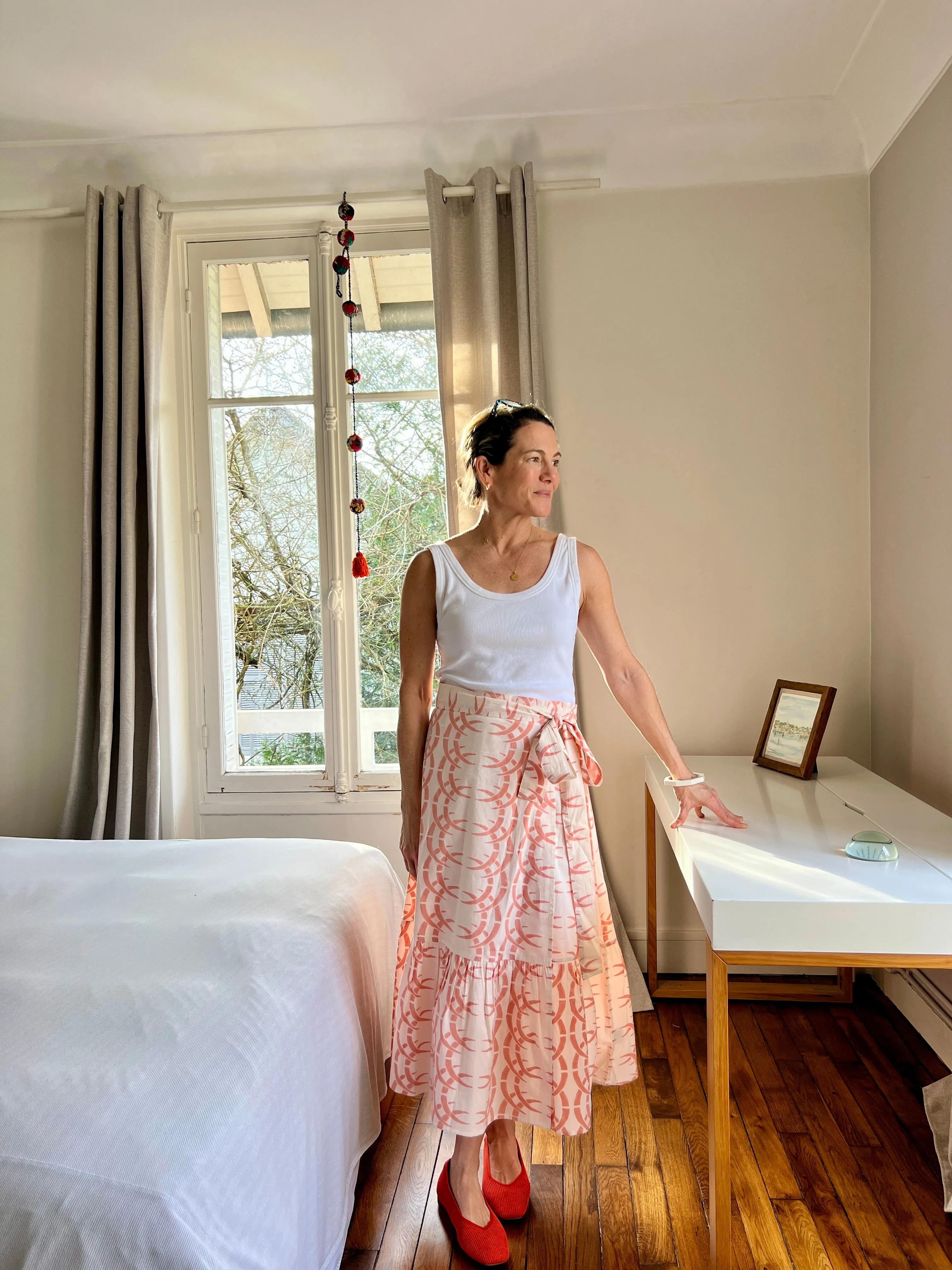 Peach Rhino Ruffle Wrap Skirt