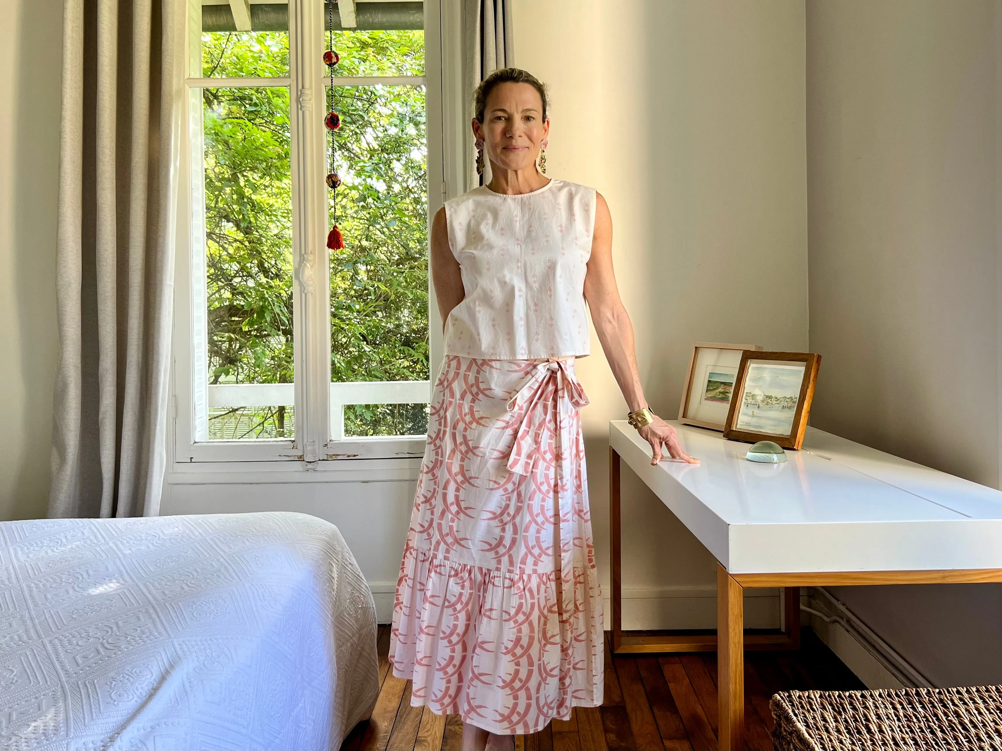 Peach Rhino Ruffle Wrap Skirt