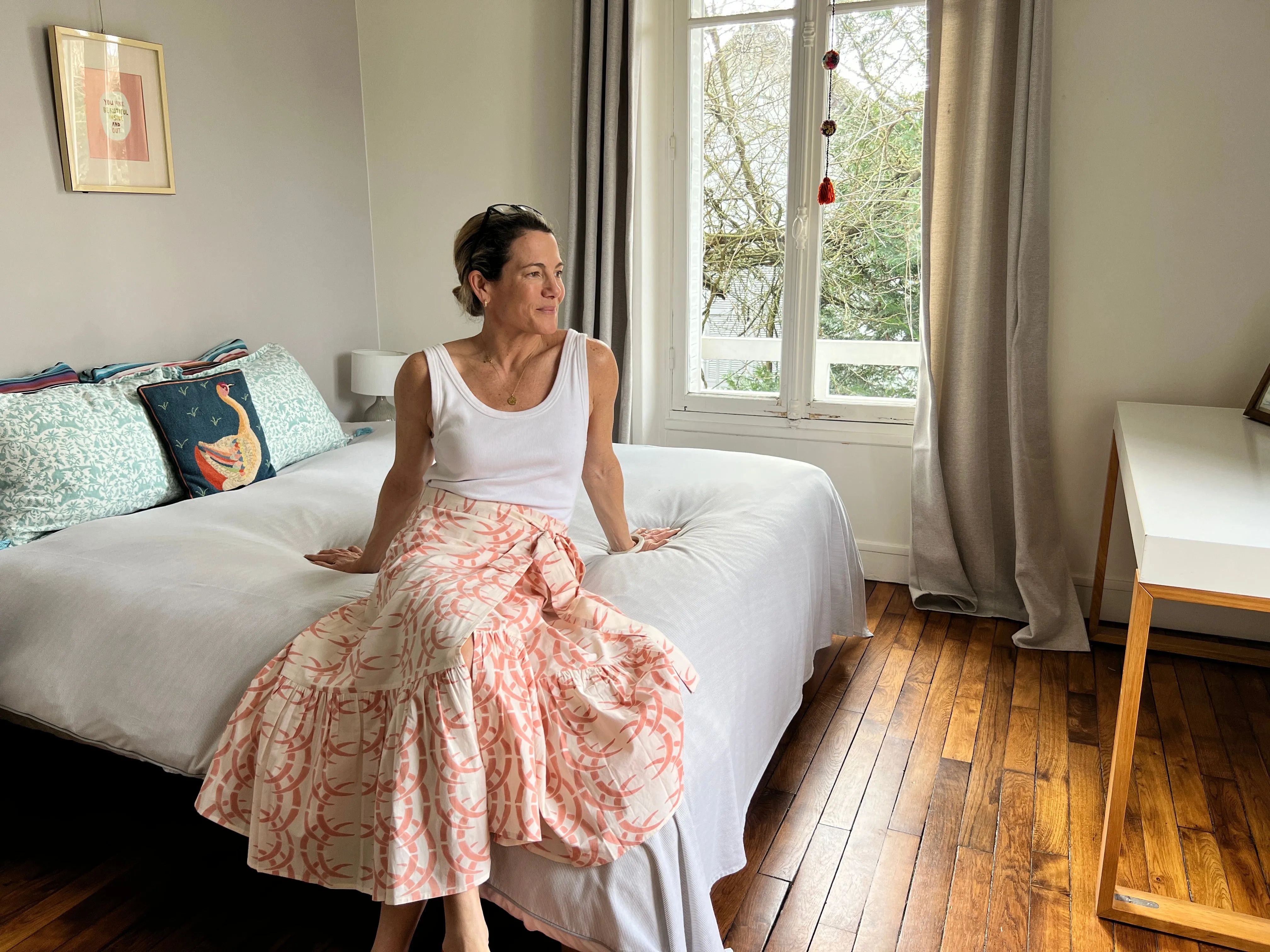 Peach Rhino Ruffle Wrap Skirt