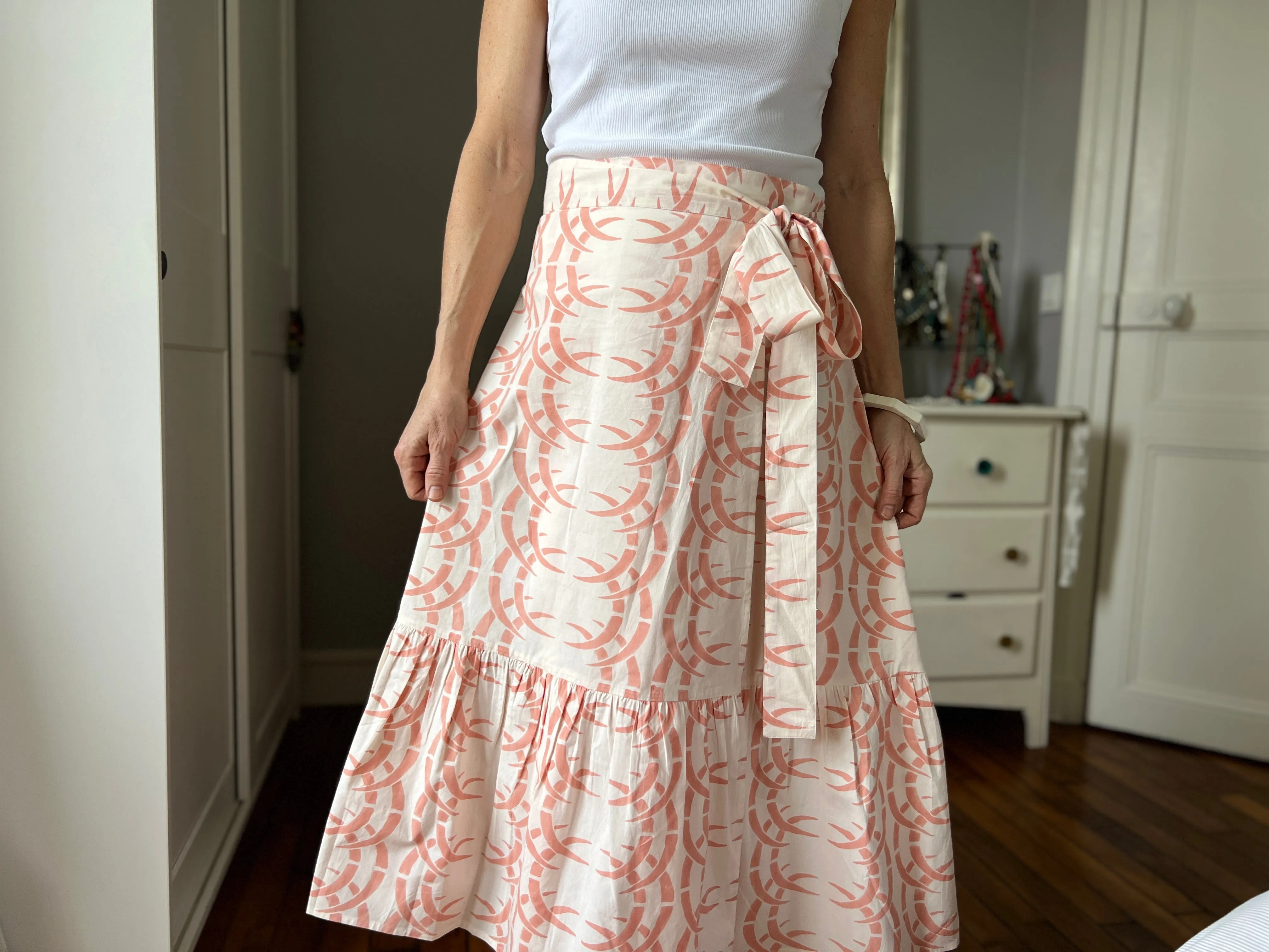 Peach Rhino Ruffle Wrap Skirt