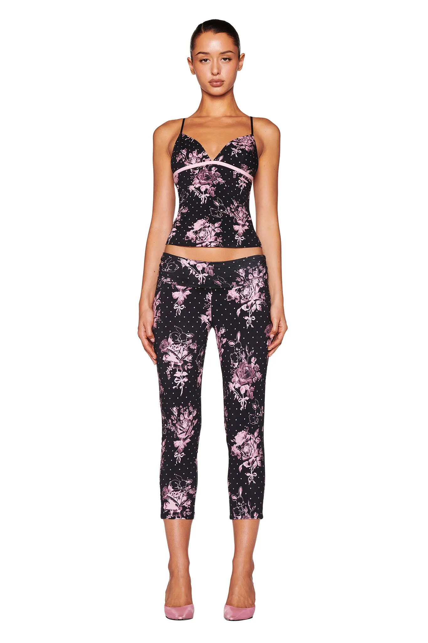 PENNY CAPRI - BLACK : FLORAL : BUNNY BOUQUET