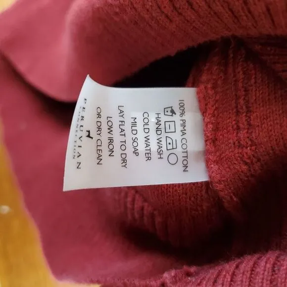Peruvian Connection burgundy pima cotton sweater s