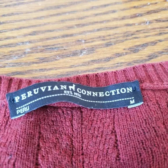 Peruvian Connection burgundy pima cotton sweater s