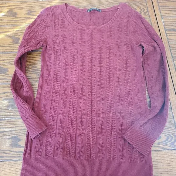 Peruvian Connection burgundy pima cotton sweater s