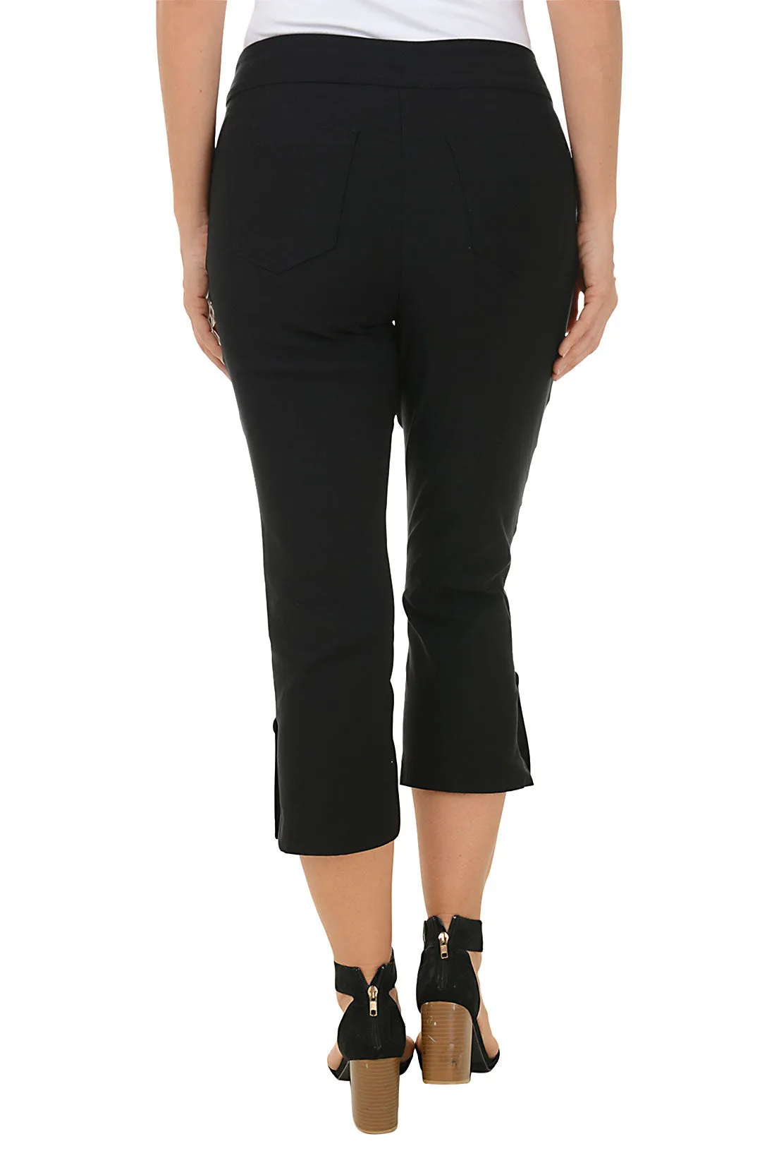 Petite Pull-On Button Hem Capri Pant