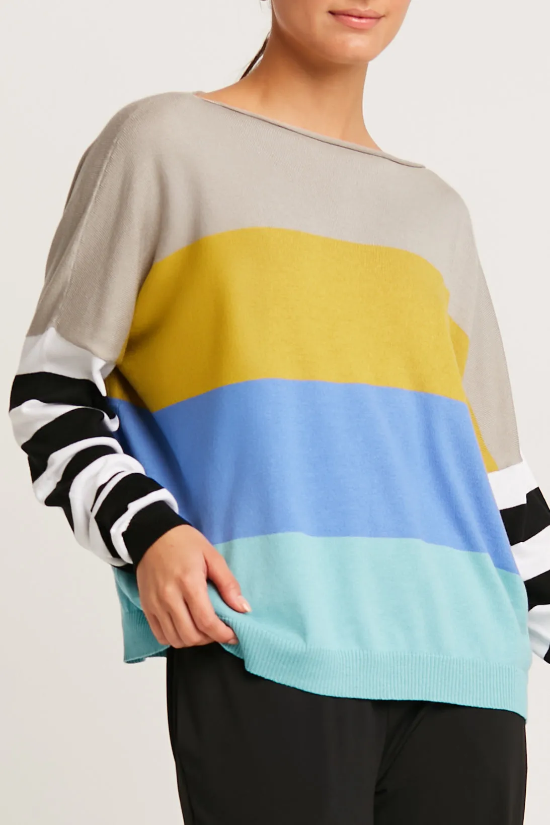 Pima Cotton All Striped Crewneck Sweater