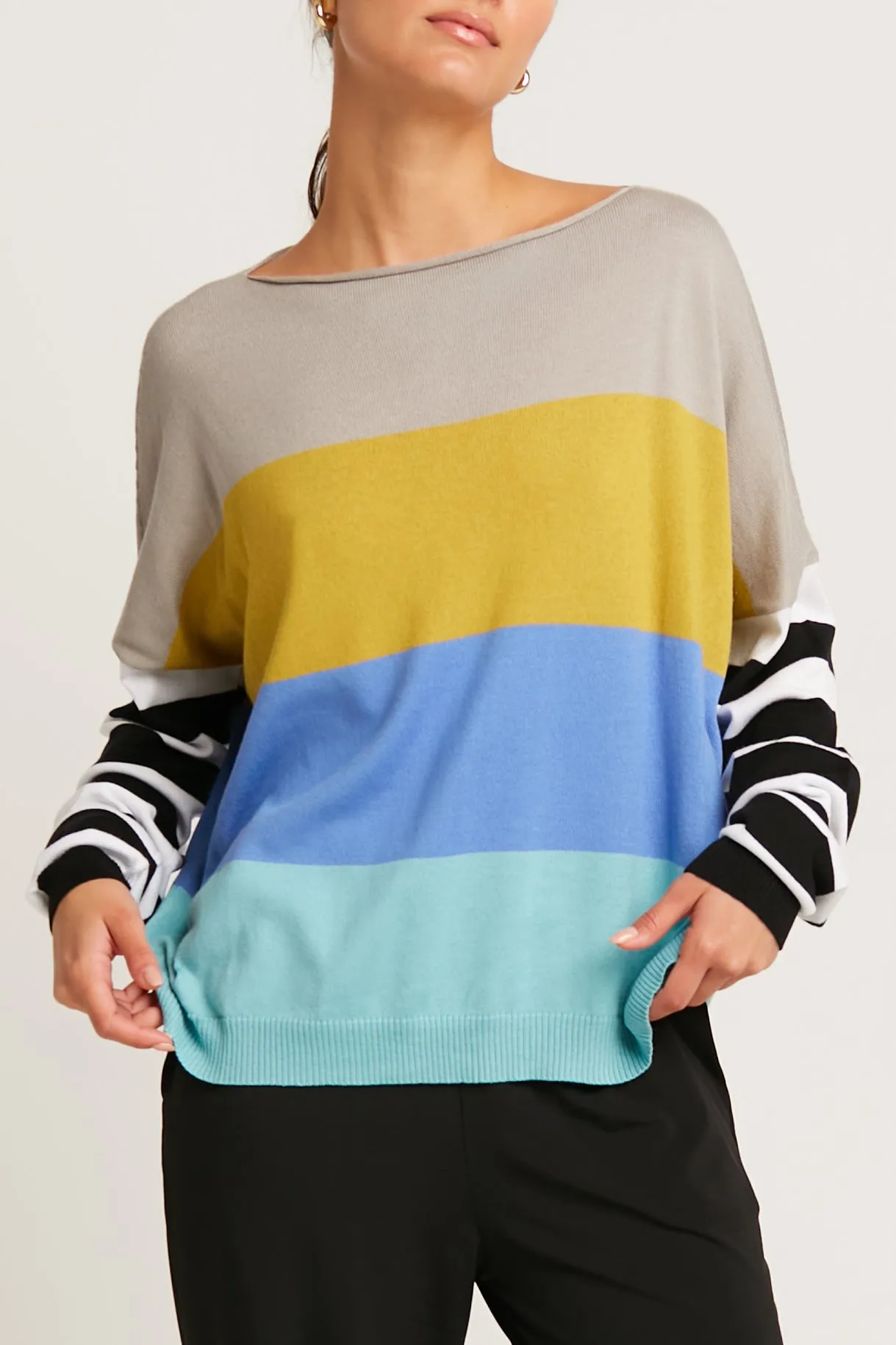 Pima Cotton All Striped Crewneck Sweater
