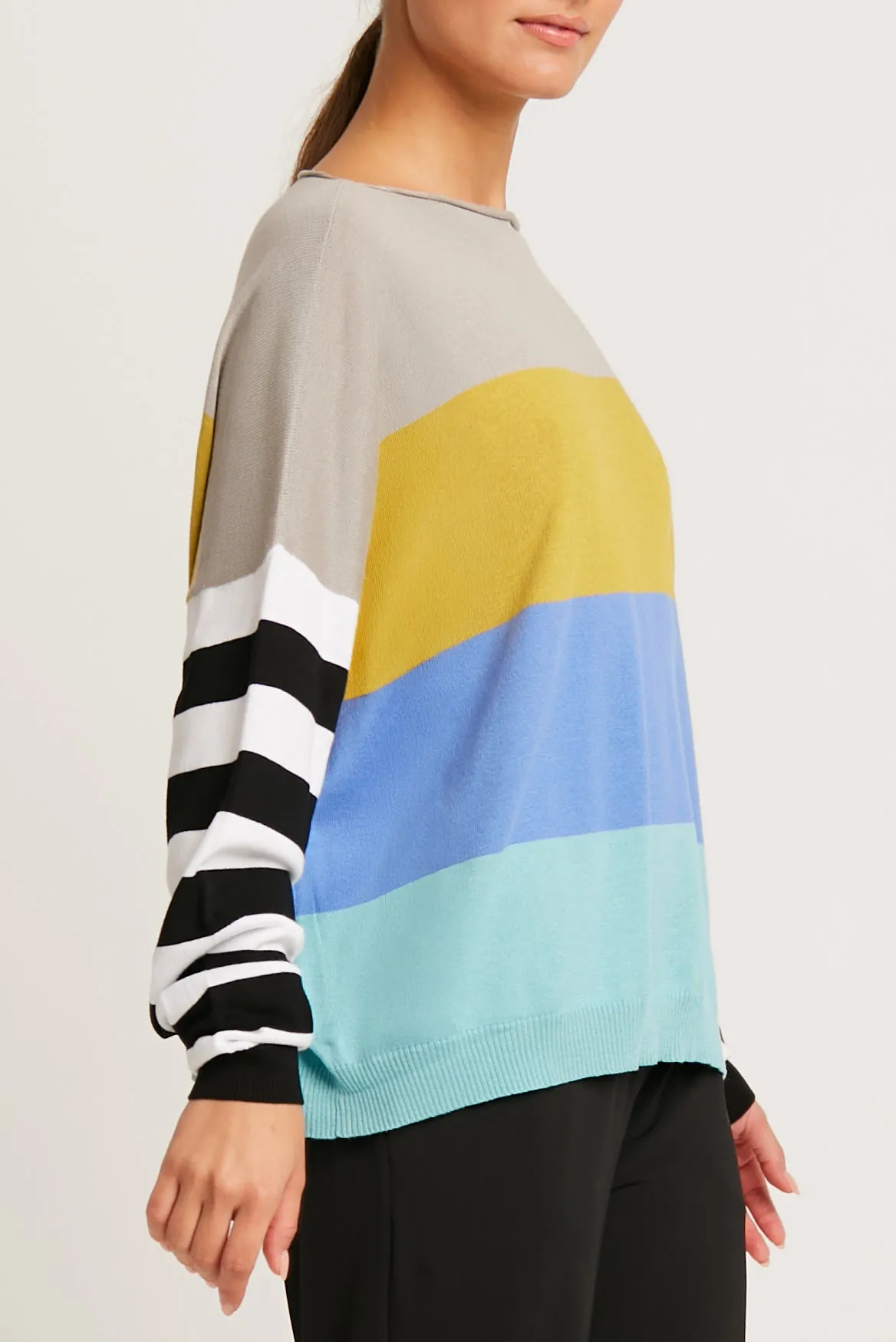 Pima Cotton All Striped Crewneck Sweater