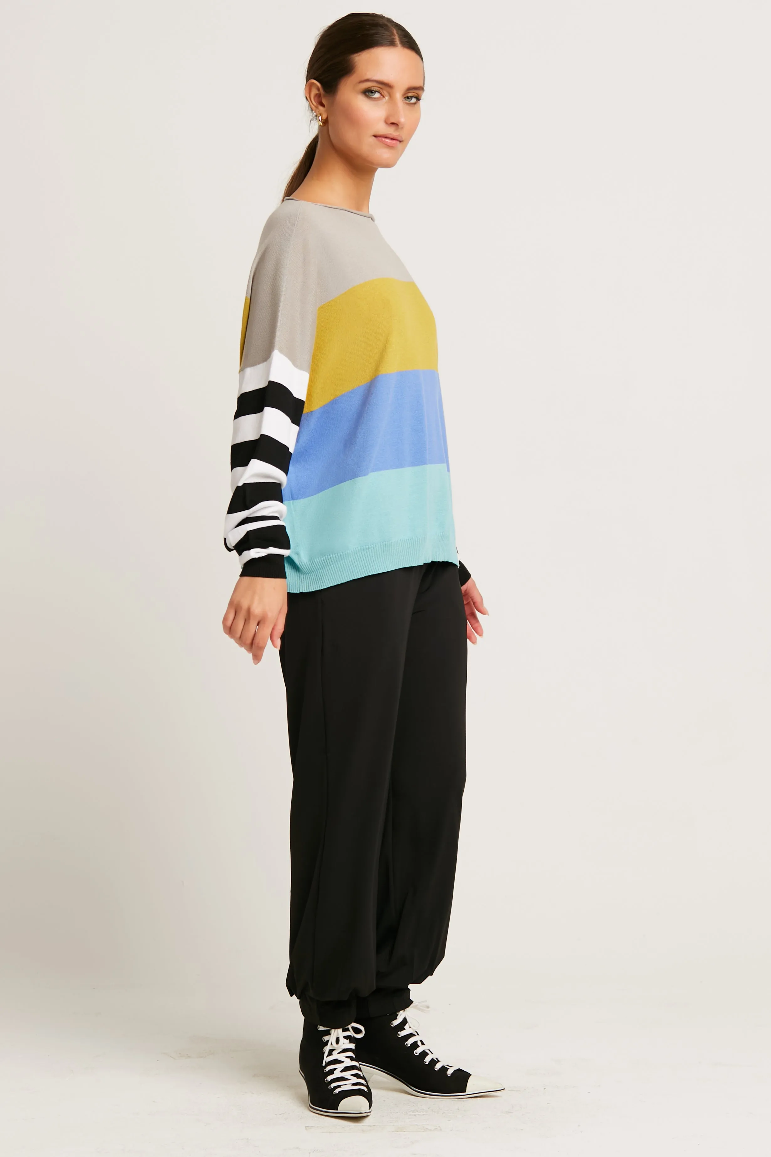 Pima Cotton All Striped Crewneck Sweater