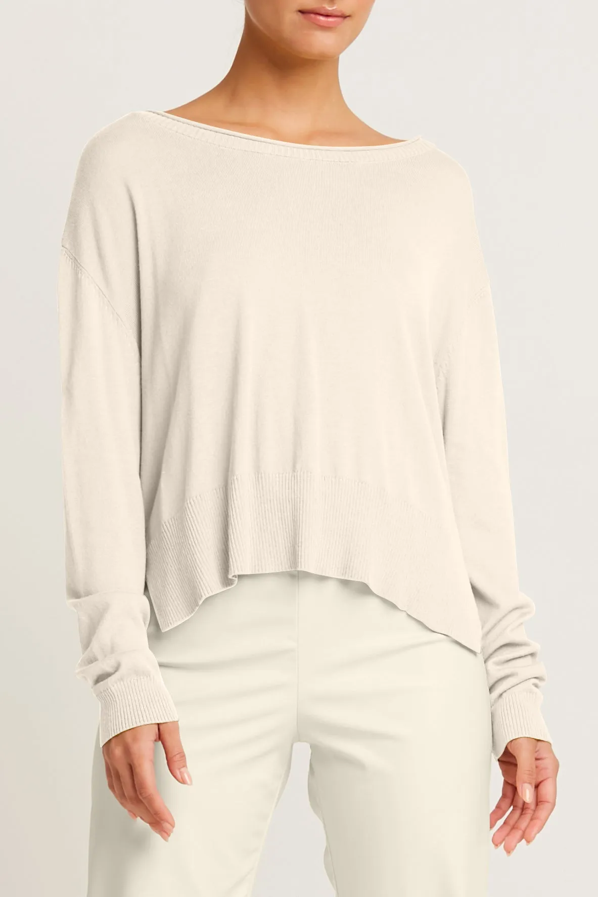 Pima Cotton Ribbed Minimal Crewneck Sweater