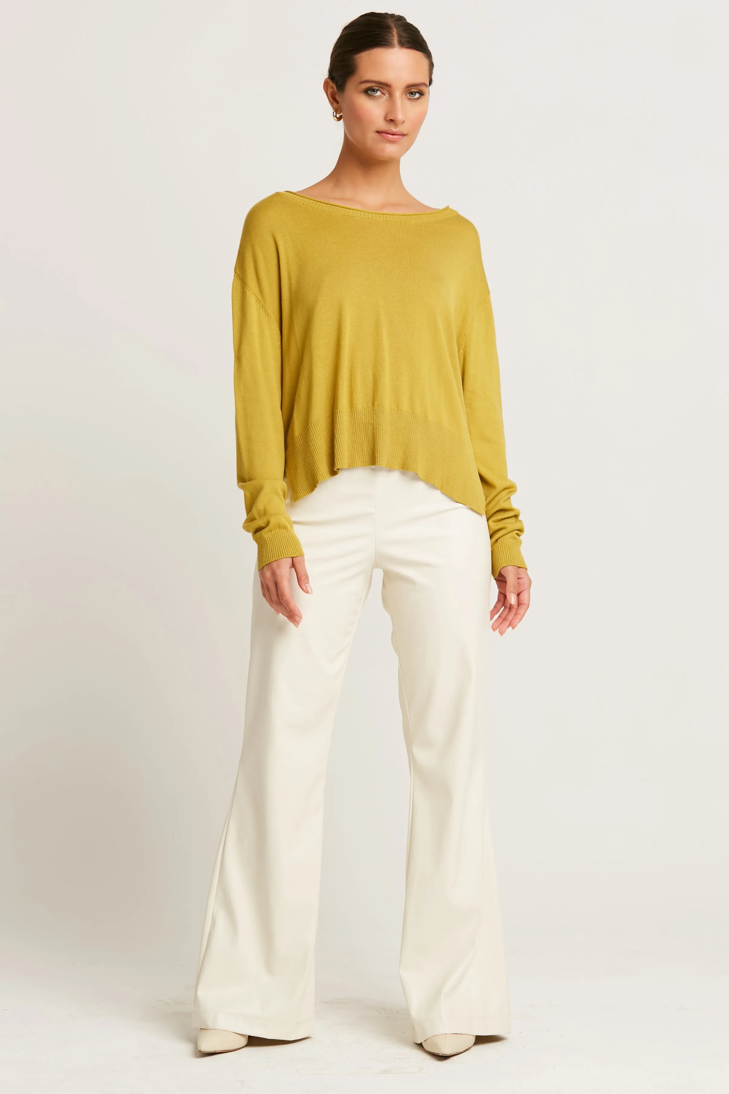 Pima Cotton Ribbed Minimal Crewneck Sweater