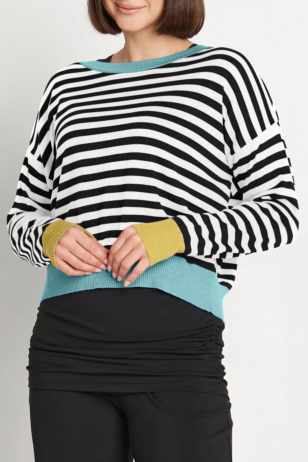 Pima Cotton Stripes Crewneck Sweater