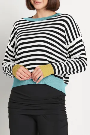 Pima Cotton Stripes Crewneck Sweater