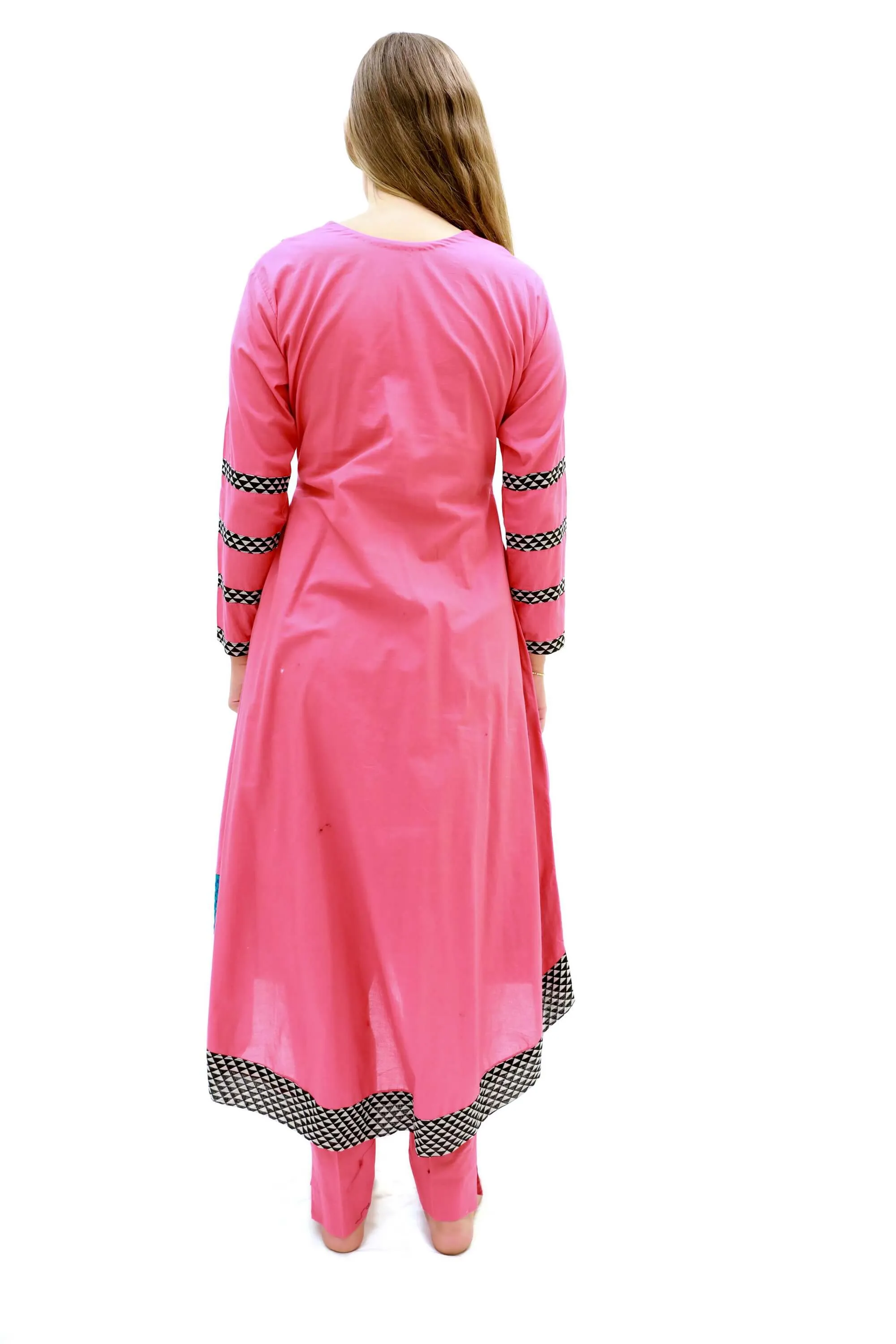Pink Cotton Embroidery Suit