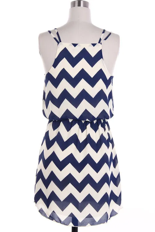 Pink Tank Top Chevron Dress