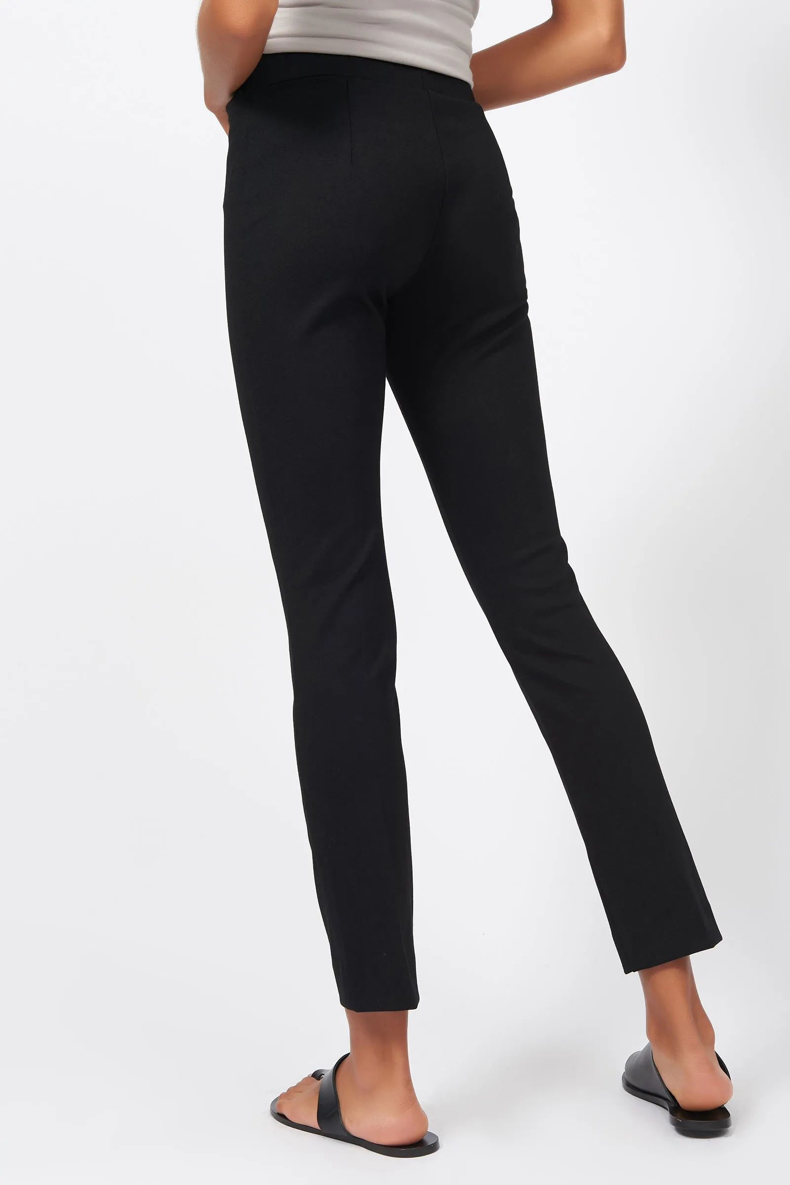 Pintuck Ponte Ankle Pant - Black