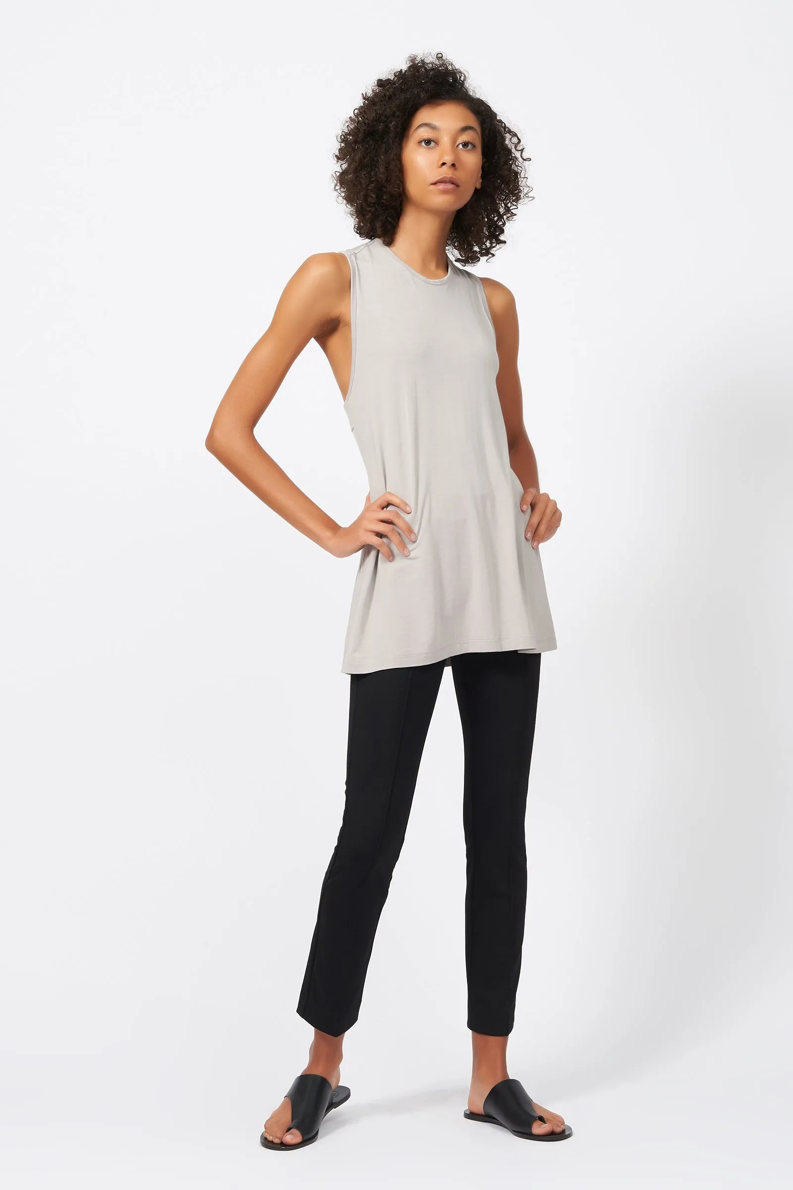 Pintuck Ponte Ankle Pant - Black