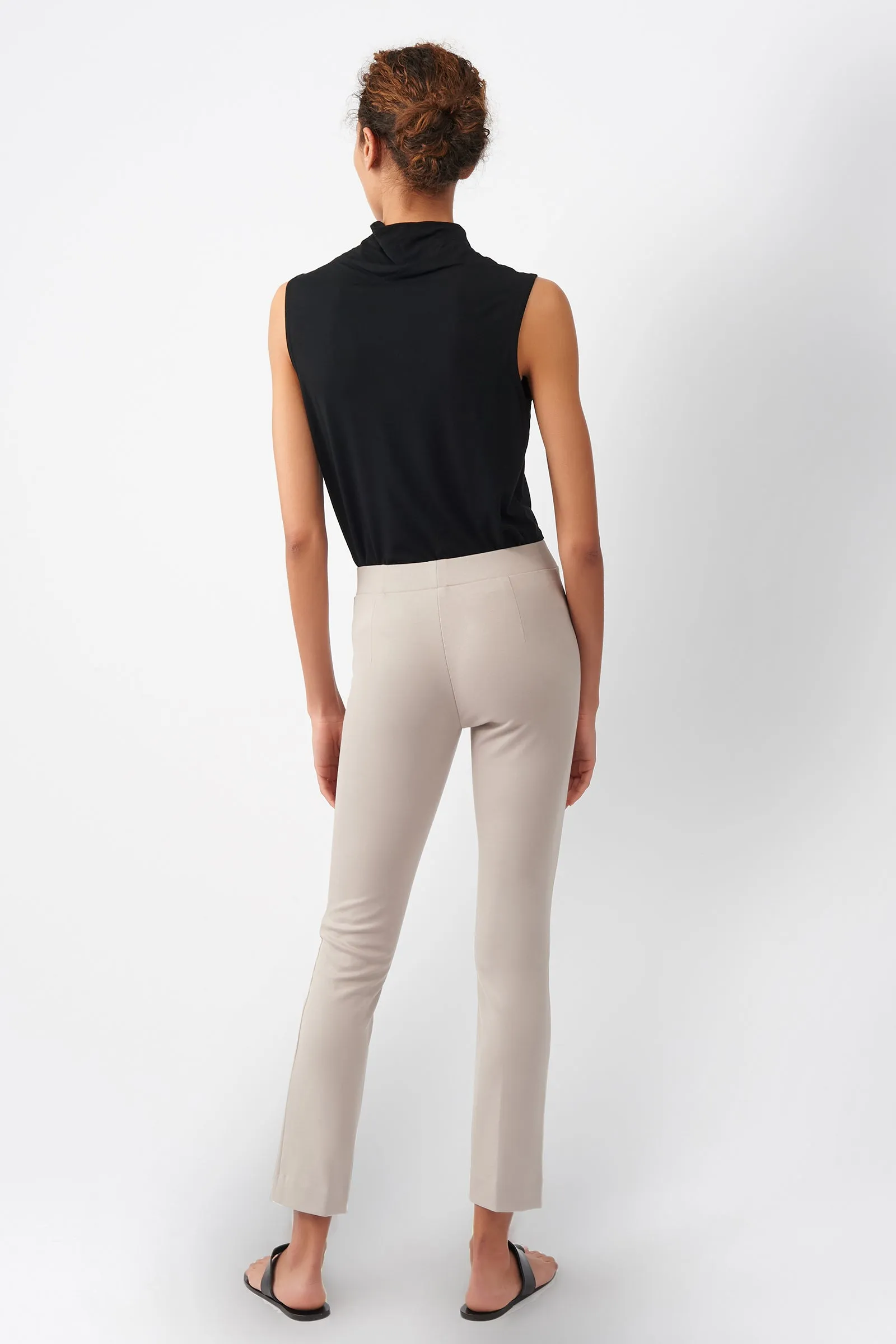 Pintuck Ponte Ankle Pant - Taupe